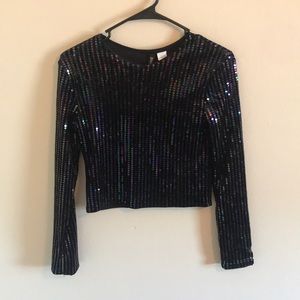 Sequin velour long sleeve shirt